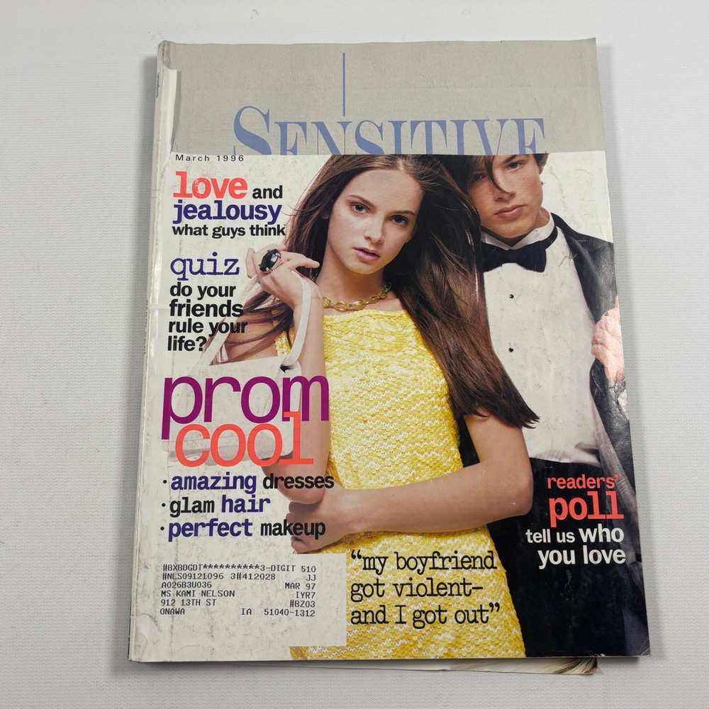 Sensitive Magazine March 1996 Prom Cool Issue Vintage Teen Fashion Lifestyle